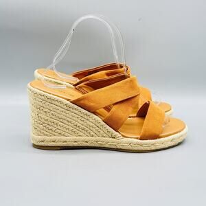 J Crew Sandals Womens 9 Brown Suede Espadrille Wedge Strappy Platform Heel